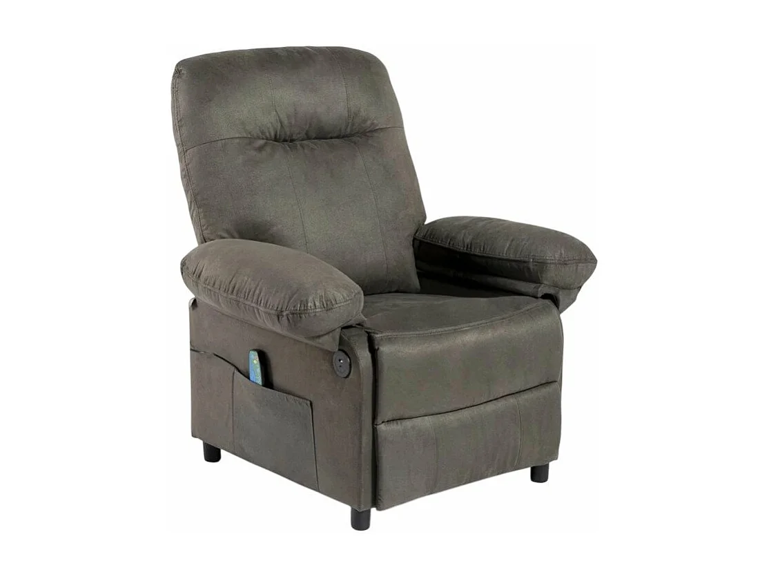 Sillón de relax reclinable con masaje, USB y reposapiés Noemi - Gris Oscuro