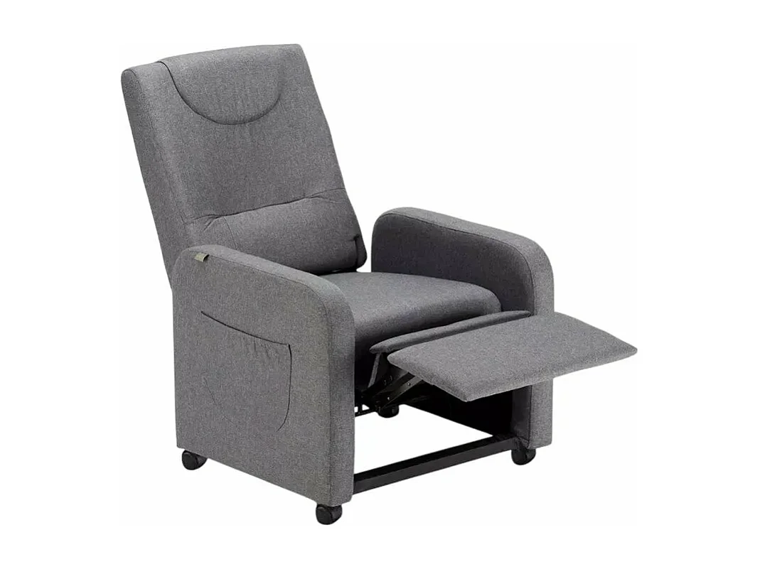 Entspannender Liegesessel Fernsehsessel 4 Räder mit Fußstütze in schönem Stoff - Dunkel Grau