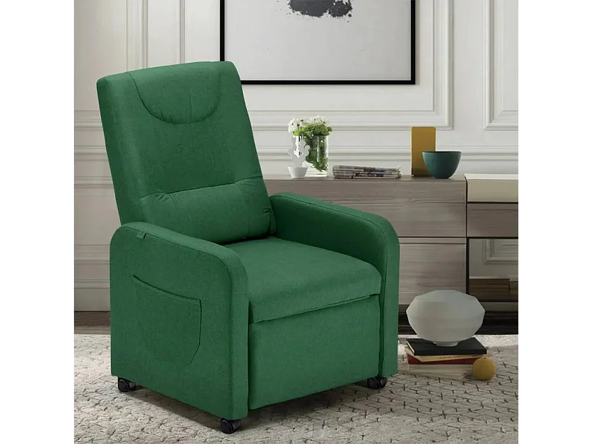 Poltrona reclinabile in tessuto con ruote e poggiapiedi Altair