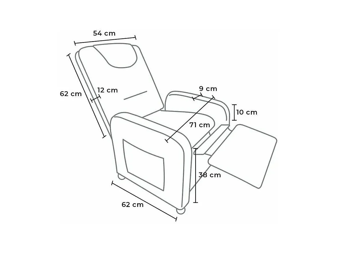 Poltrona reclinabile in tessuto con ruote e poggiapiedi Altair