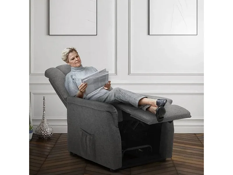 Sillón relax Eléctrico reclinable para Ancianos 2 Motores de tela Emma Plus - Gris