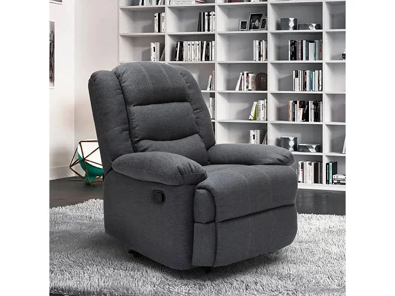 Sillón relax de diseño reclinable con reposapiés y 4 ruedas Maura - Gris
