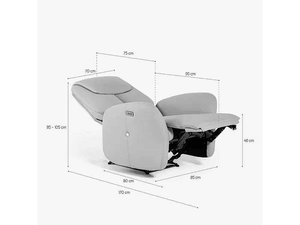 Poltrona relax elettrica reclinabile moderna con USB Pallas