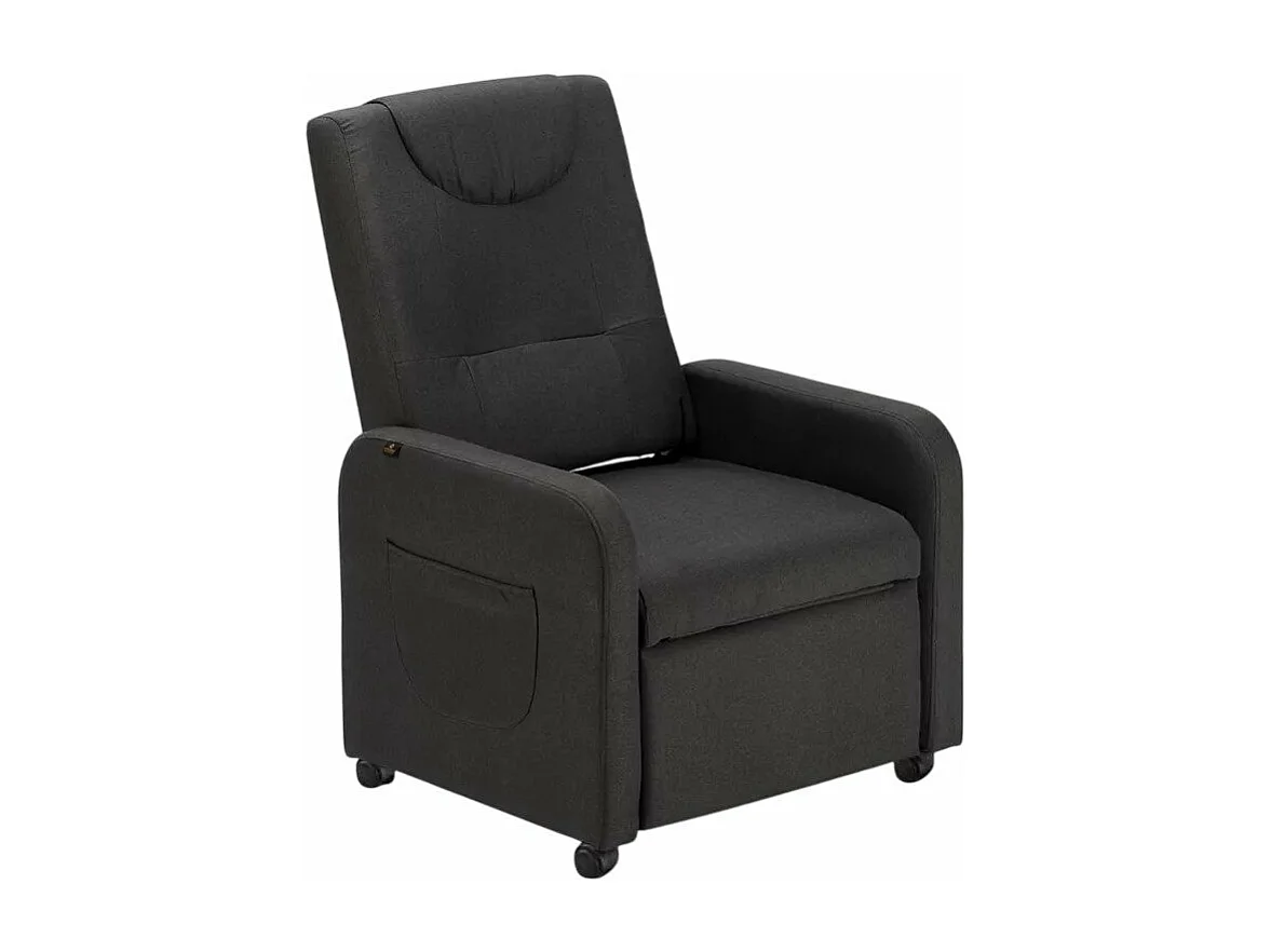 Sillón Relax reclinable de 4 ruedas con reposapiés de tela Beautiful - Negro