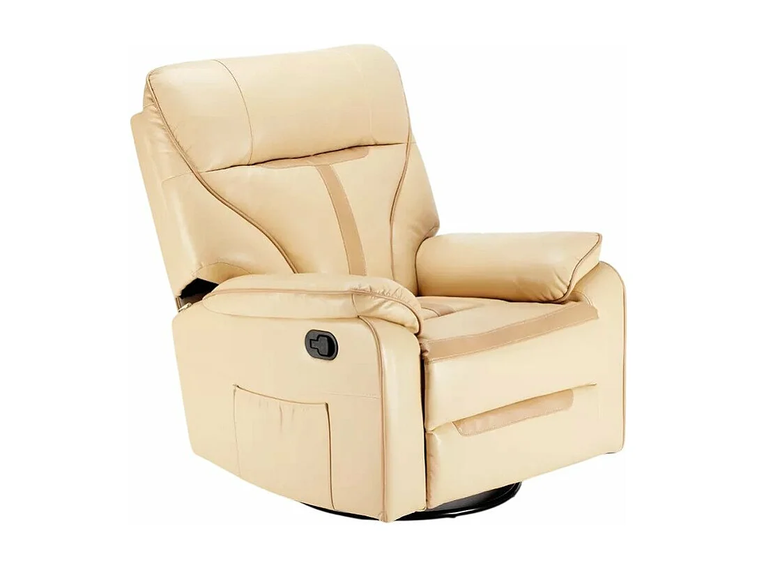 Relax Schaukelsessel Sissi mit Fußstütze und 360-Drehung, Kunstleder - Beige