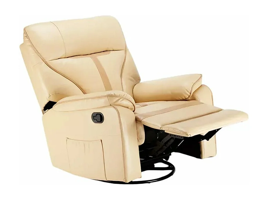 Relax Schaukelsessel Sissi mit Fußstütze und 360-Drehung, Kunstleder - Beige