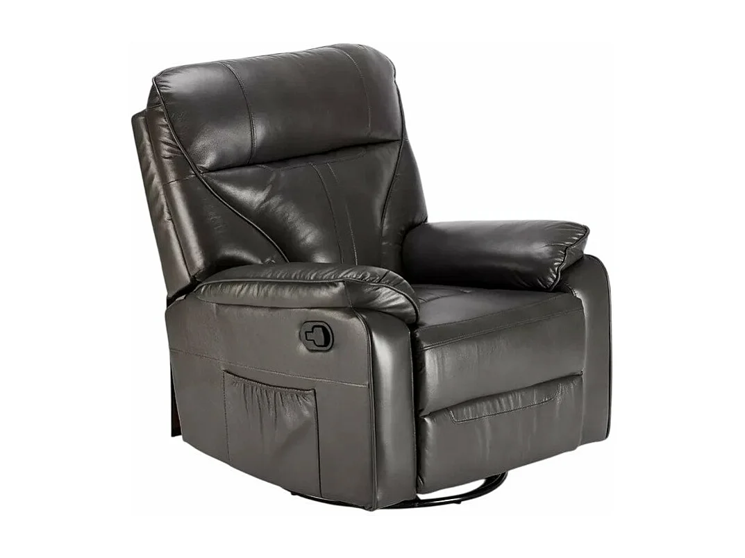 Sillón reclinable relax con mecedora y rotación de 360 en polipiel Sissi - Gris Oscuro