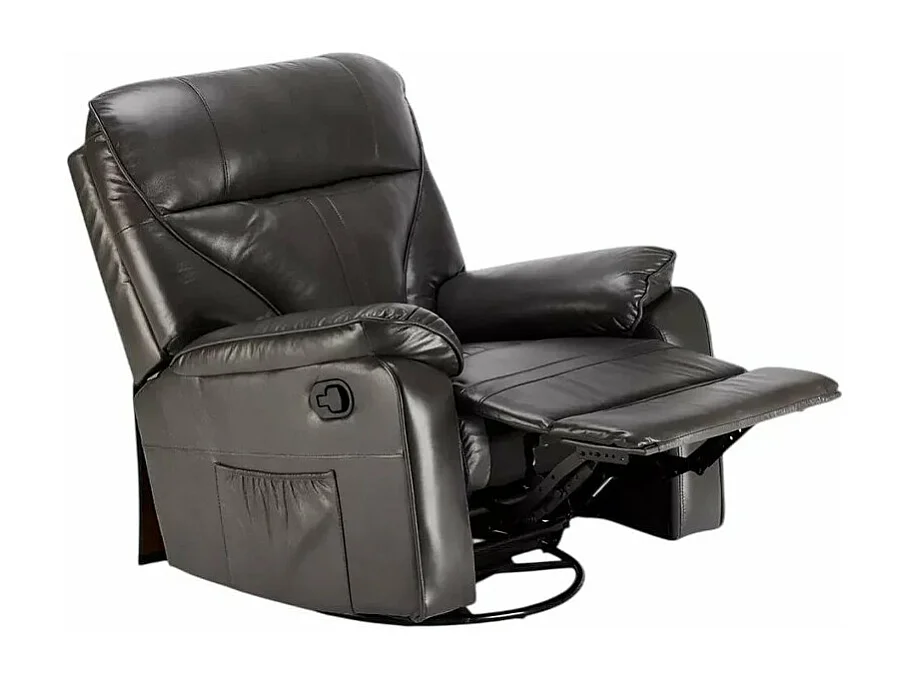 Sillón reclinable relax con mecedora y rotación de 360 en polipiel Sissi - Gris Oscuro