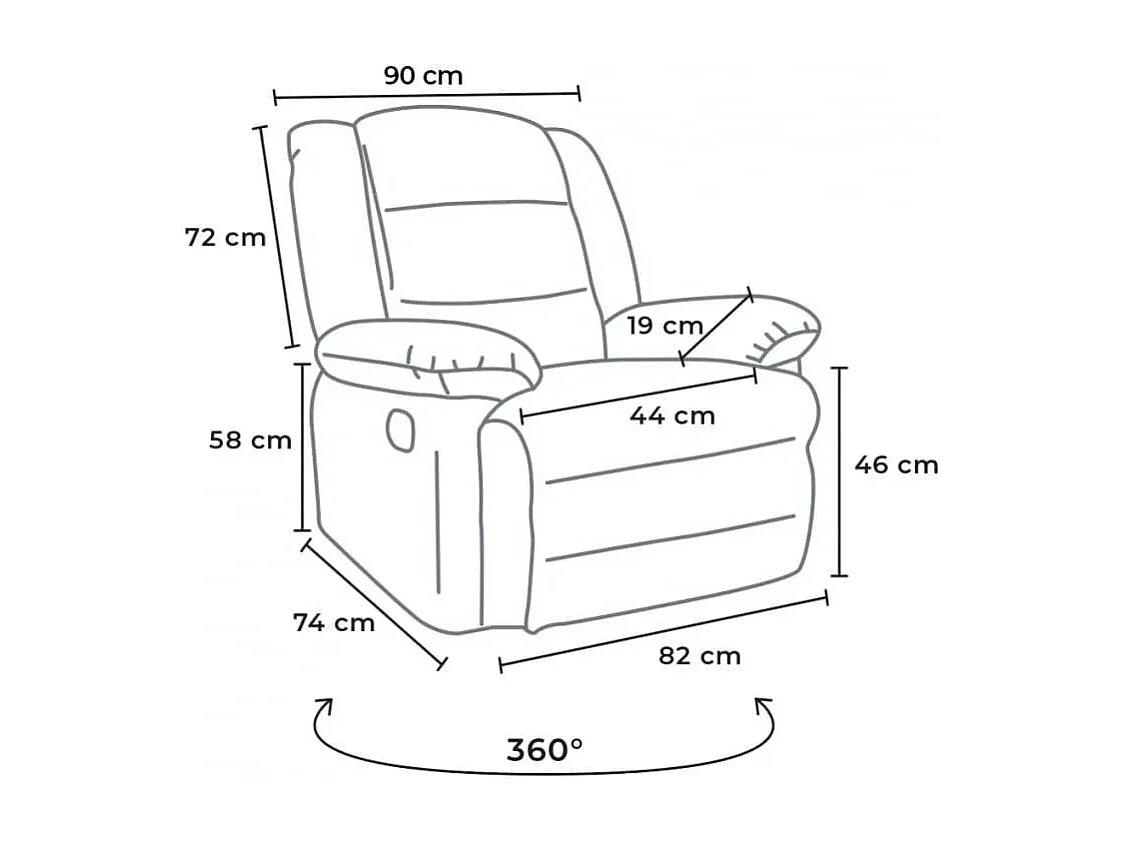 Sillón reclinable relax con mecedora y rotación de 360 en polipiel Sissi - Gris Oscuro