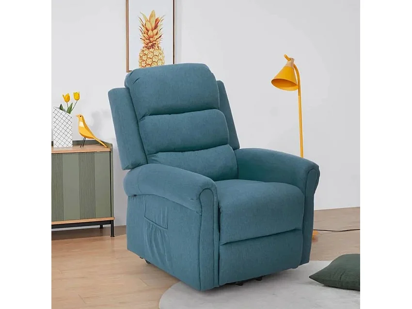 Silla de relajación eléctrica, masaje y calefacción con ruedas Victoria - Azul