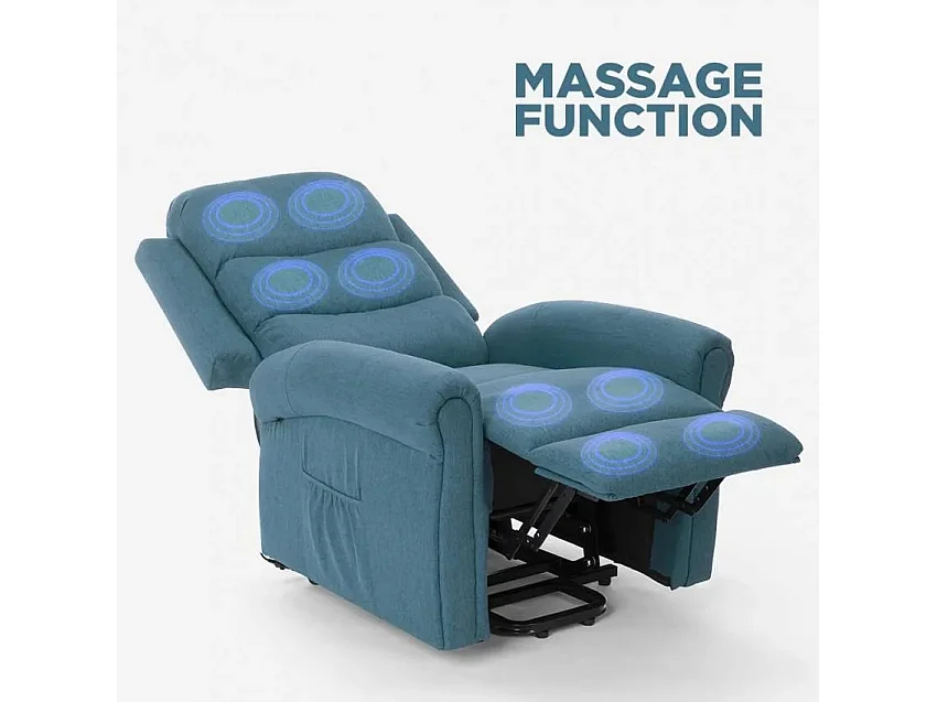 Silla de relajación eléctrica, masaje y calefacción con ruedas Victoria - Azul