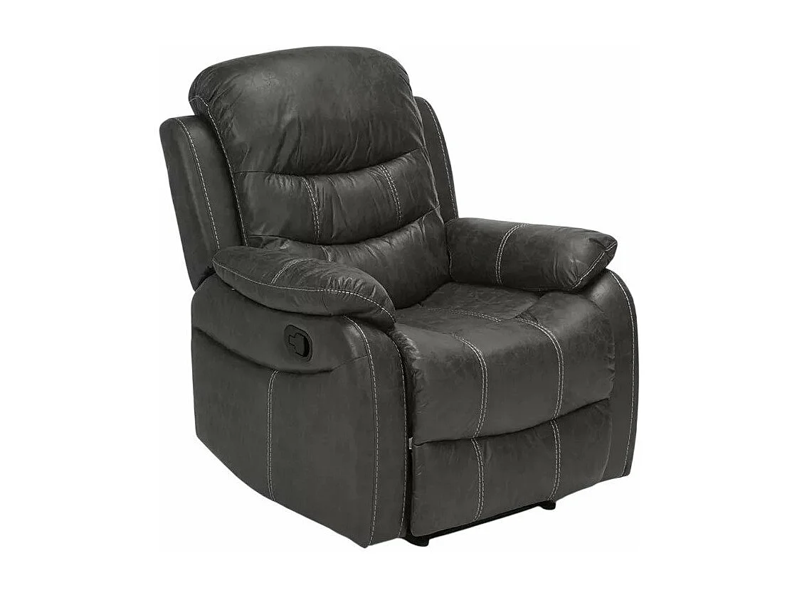 Sillón relax reclinable manual con reposapiés polipiel Panama - Gris