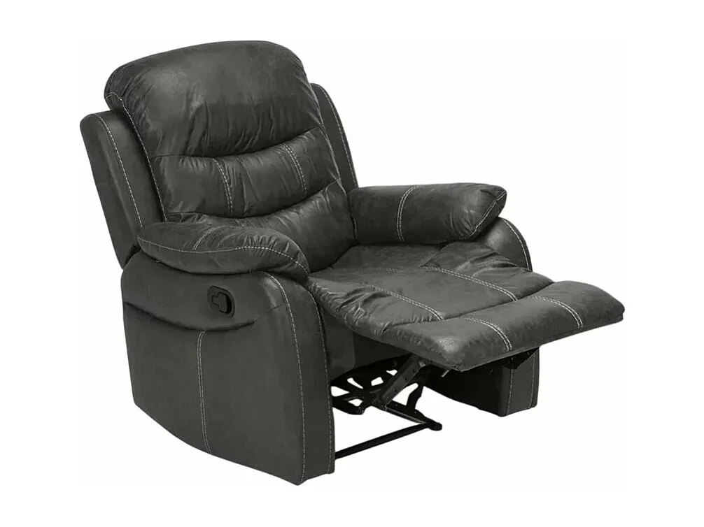 Sillón relax reclinable manual con reposapiés polipiel Panama - Gris