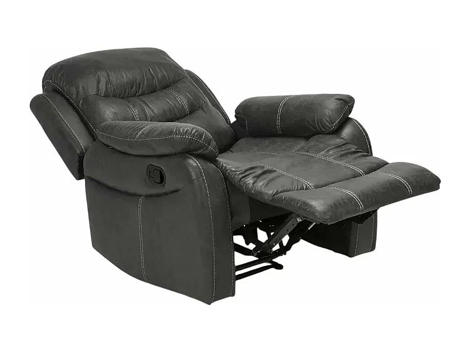 Sillón relax reclinable manual con reposapiés polipiel Panama - Gris