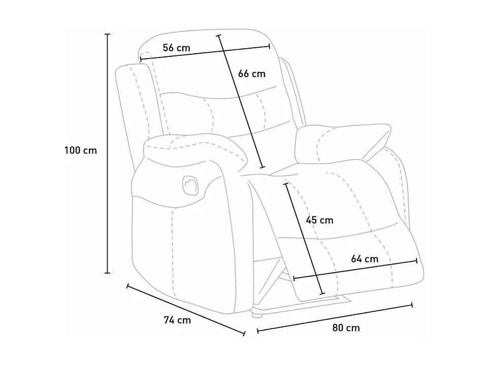 Sillón relax reclinable manual con reposapiés polipiel Panama - Gris