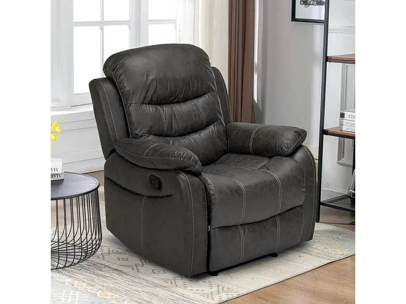 Sillón relax reclinable manual con reposapiés polipiel Panama - Gris