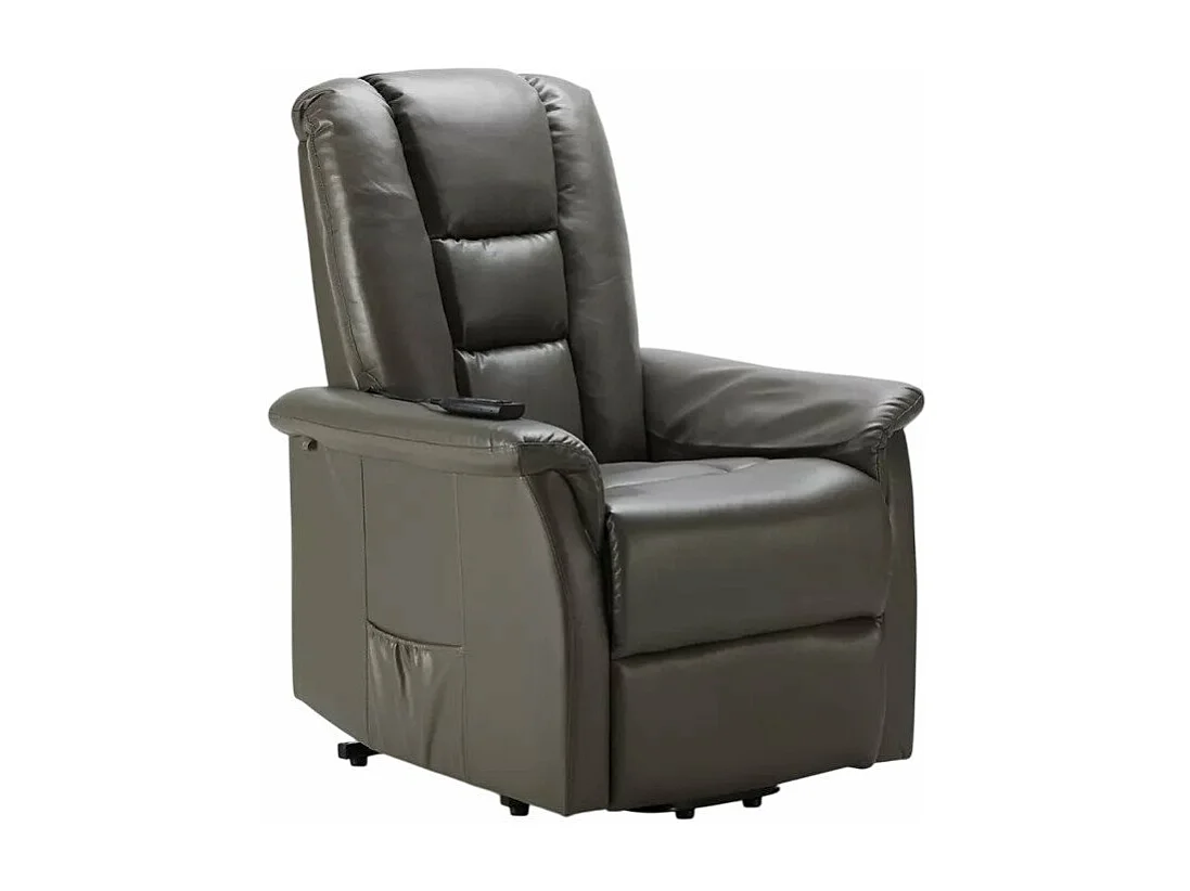 Fernsehsessel Relaxsessel elektrisch aus Kunstleder mit Aufstehhilfe Joanna Fix - Grau