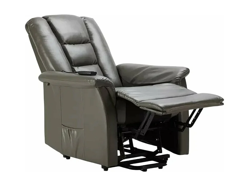 Fernsehsessel Relaxsessel elektrisch aus Kunstleder mit Aufstehhilfe Joanna Fix - Grau