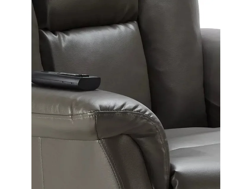 Fernsehsessel Relaxsessel elektrisch aus Kunstleder mit Aufstehhilfe Joanna Fix - Grau