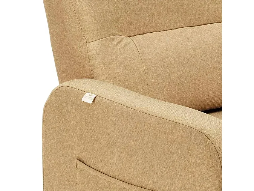 Entspannender Liegesessel Fernsehsessel 4 Räder mit Fußstütze in schönem Stoff - Beige