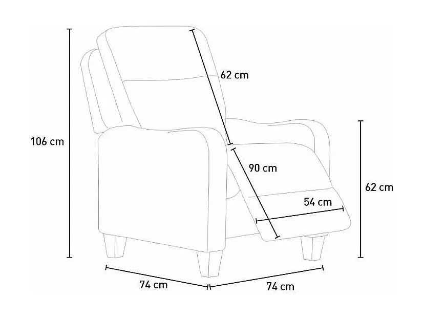 Sillón relajante reclinable reposapiés portaobjetos Laura Light - Azul