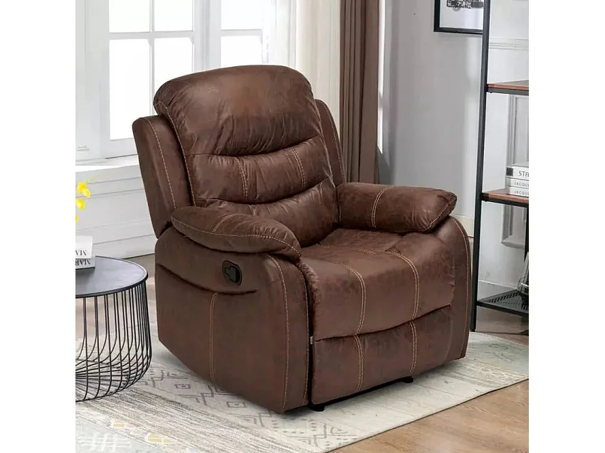 Sillón relax reclinable manual con reposapiés polipiel Panama - Marrón