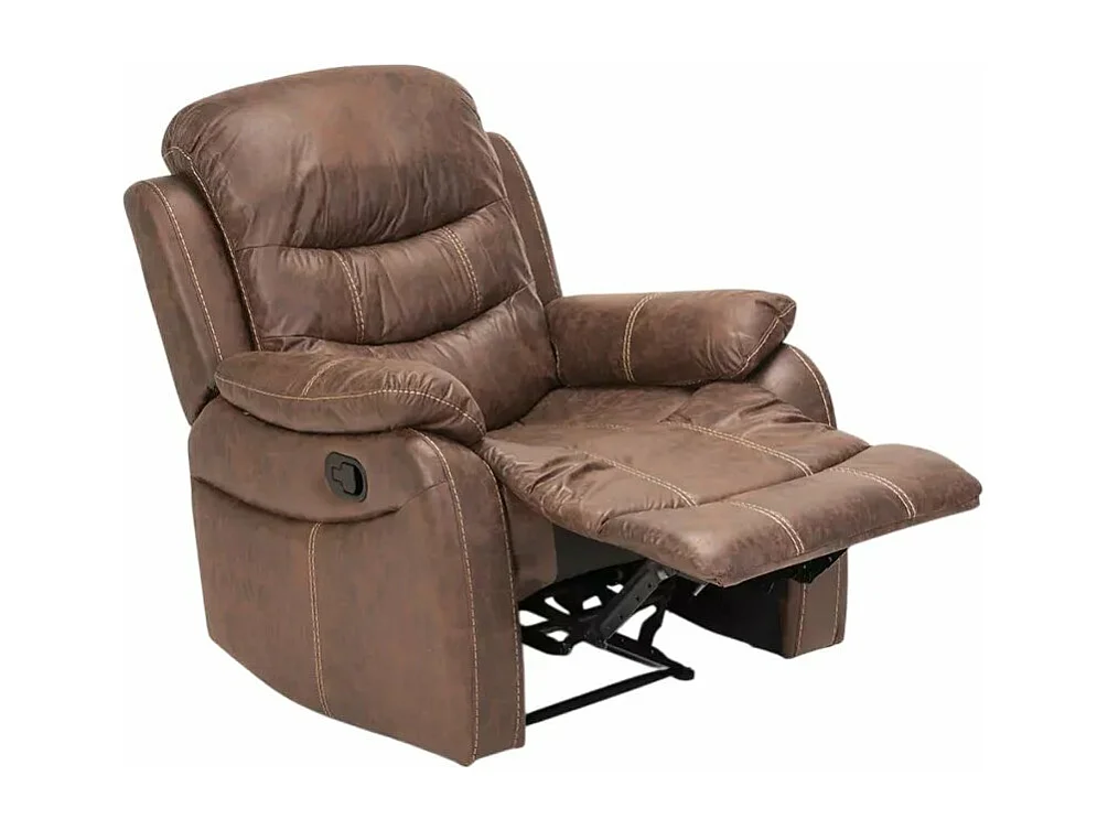 Sillón relax reclinable manual con reposapiés polipiel Panama - Marrón