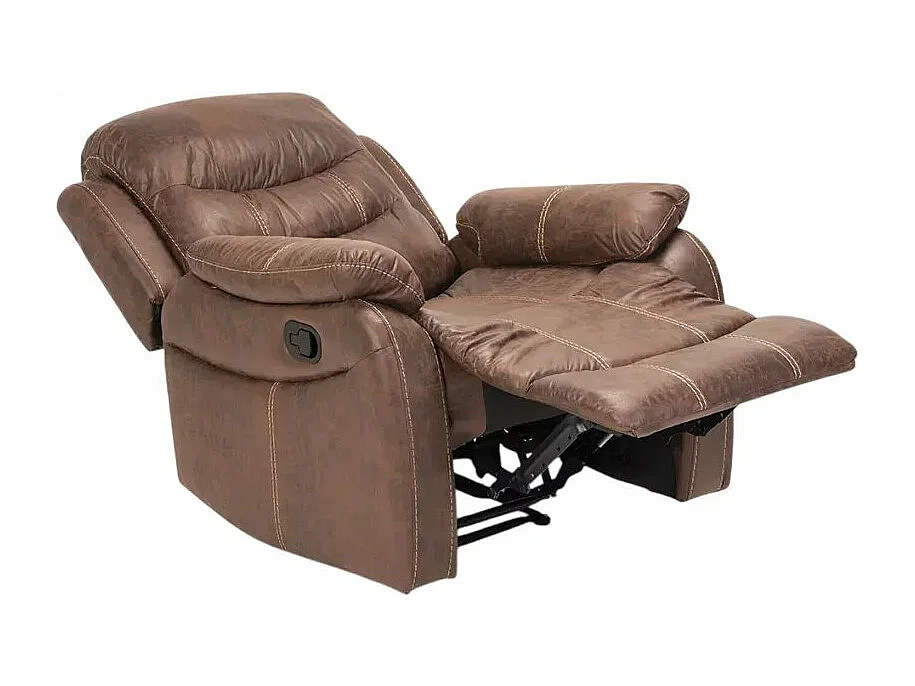 Sillón relax reclinable manual con reposapiés polipiel Panama - Marrón
