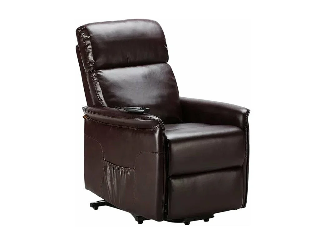 Sillón Relax Reclinable Eléctrico de Cuero Armaila Fix - Marron oscuro