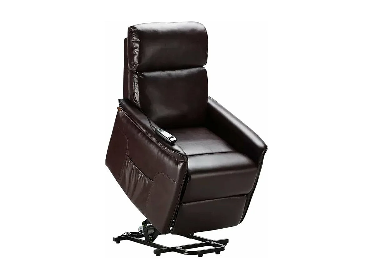 Sillón Relax Reclinable Eléctrico de Cuero Armaila Fix - Marron oscuro