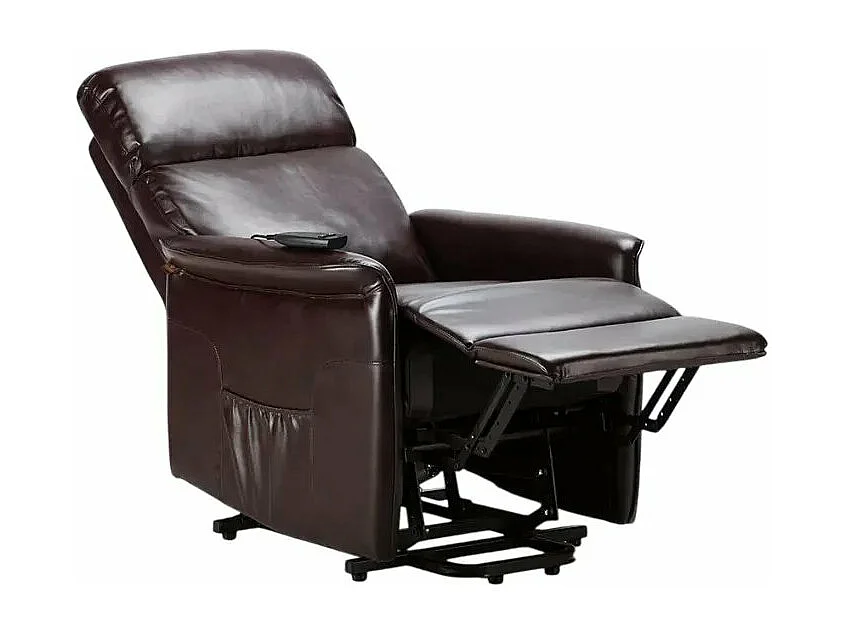 Sillón Relax Reclinable Eléctrico de Cuero Armaila Fix - Marron oscuro