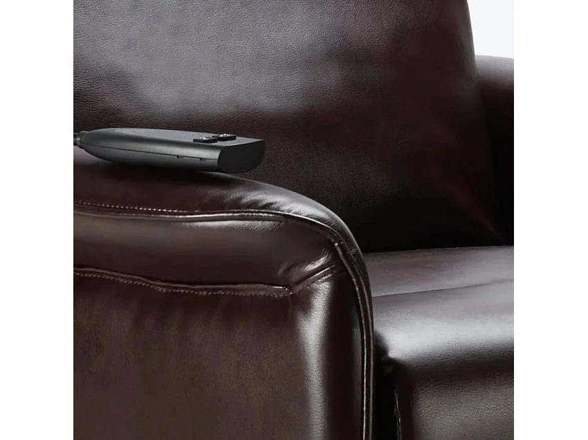 Elektrischer Relax-Sessel Amalia Fix aus Kunstleder mit Aufstehhilfe für Senioren - Dunkelbraun