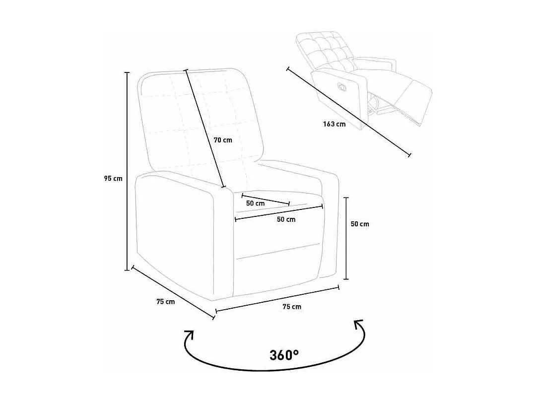 Entspannender Schaukelsessel mit 360° drehbarer Fußstütze Anita - Dunkel Grau