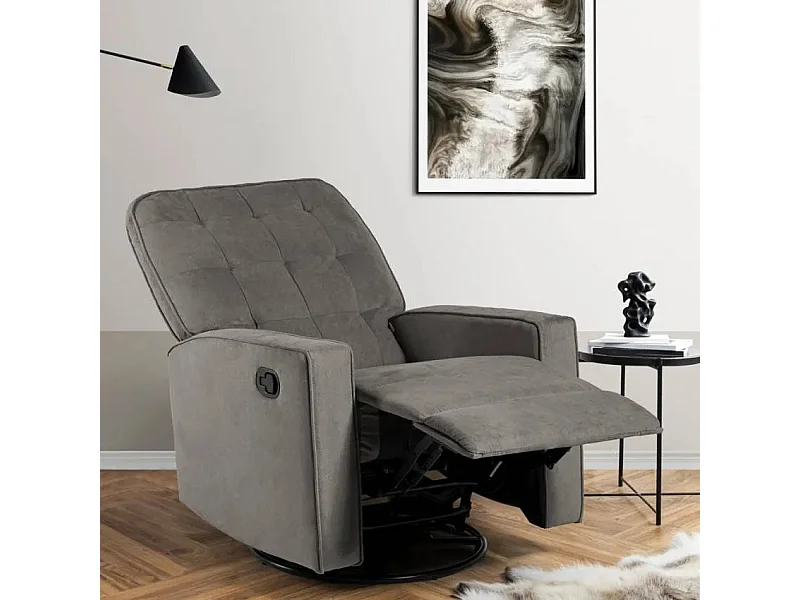 Sillón de relax balancín reclinable con rotación 360 reposapiés Anita - Gris Oscuro
