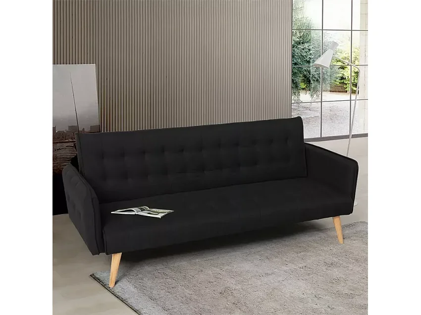 Canapé 3 places convertible clic-clac en tissu inclinable Kauri