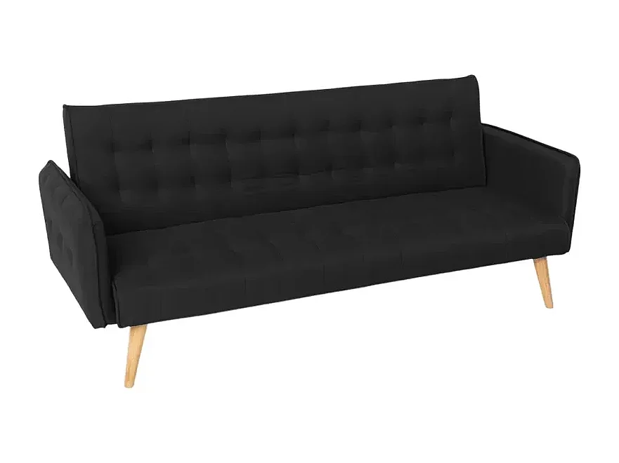 Sofá cama clic clac de 3 plazas en tejido, reclinable Malibu - Negro