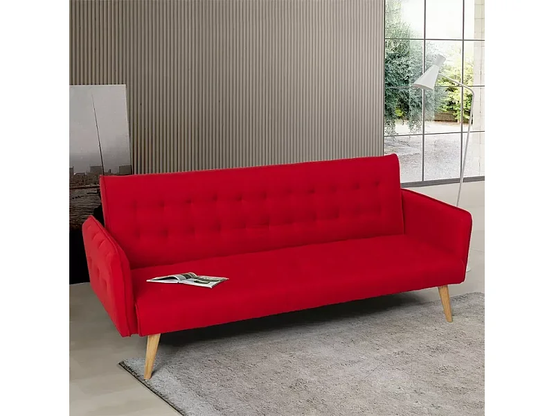 Malibu 3-Sitzer Clic Clac Schlafsofa im nordischen Design - Rot