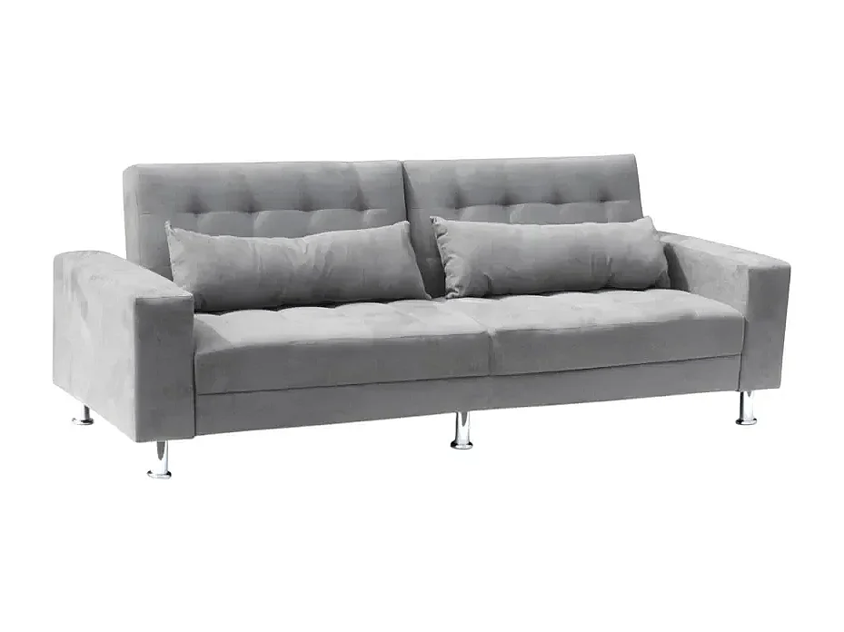 2 3-sitzige Schlafsofas mit verstellbarer Rückenlehne und Doppelkissen Quarzo Fertigbett - Grau