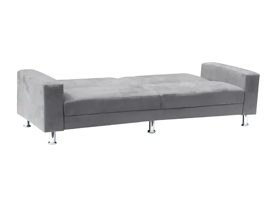 2 3-sitzige Schlafsofas mit verstellbarer Rückenlehne und Doppelkissen Quarzo Fertigbett - Grau