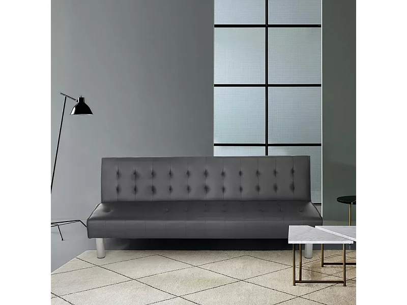 Sofá cama clic clac de 2 plazas en polipiel de diseño moderno reclinable Elly - Gris