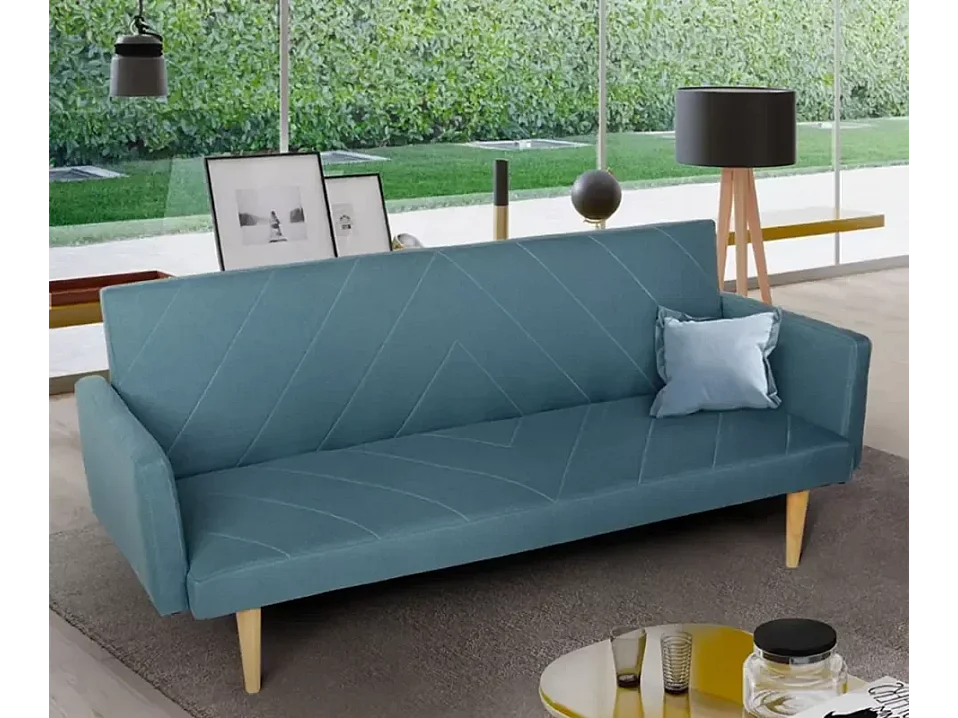 3-Sitzer-Click-Clac-Stoff-Liegesofa Nordic Design Perla - Blau
