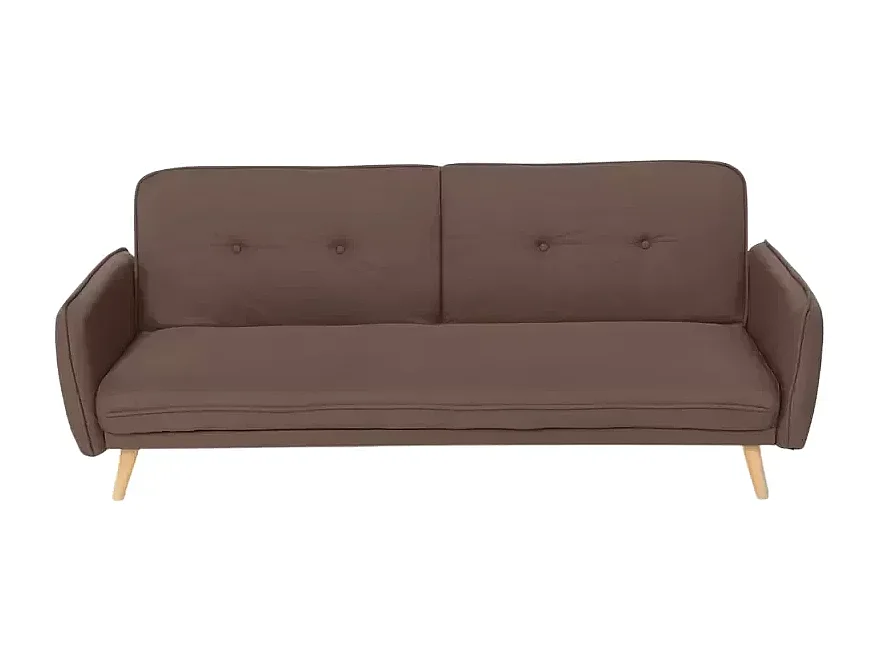 Merida Schlafsofa im Nordischen Design Schlafcouch Clic Clac 3-Sitzer aus Stoff - Braun