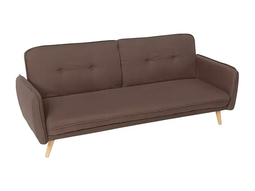 Merida Schlafsofa im Nordischen Design Schlafcouch Clic Clac 3-Sitzer aus Stoff - Braun
