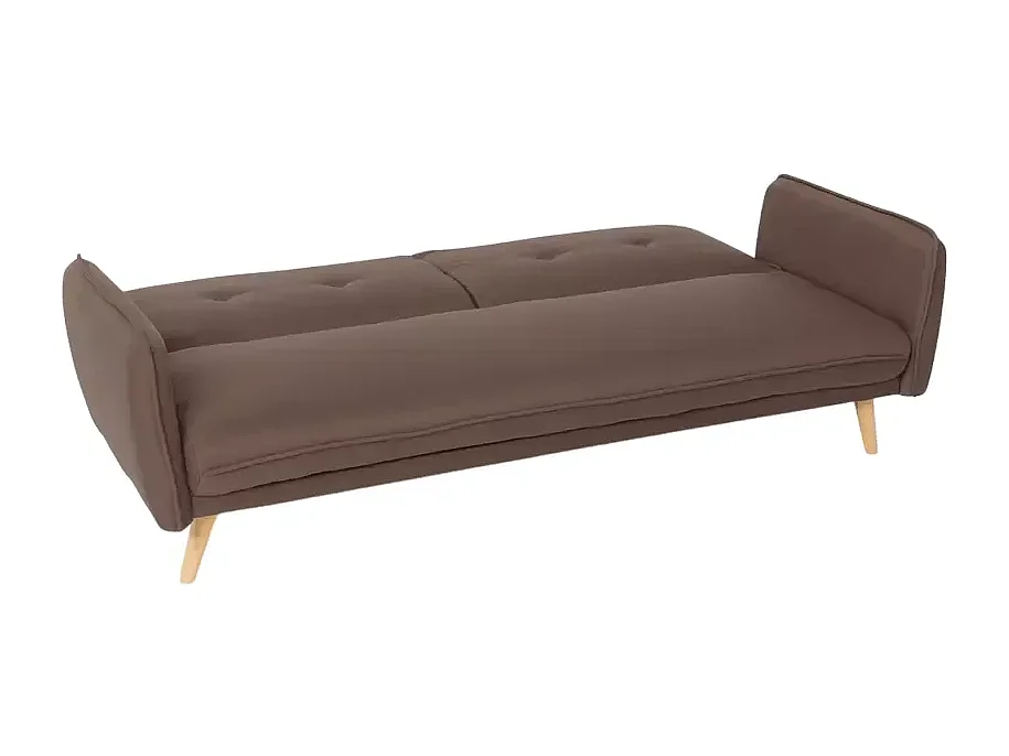 Merida Schlafsofa im Nordischen Design Schlafcouch Clic Clac 3-Sitzer aus Stoff - Braun