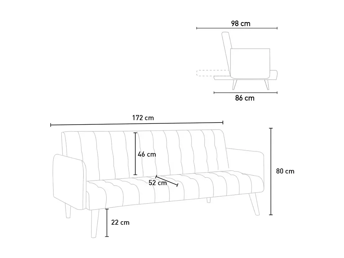 Malibu 3-Sitzer Clic Clac Schlafsofa im nordischen Design - Braun