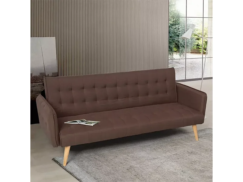 Malibu 3-Sitzer Clic Clac Schlafsofa im nordischen Design - Braun