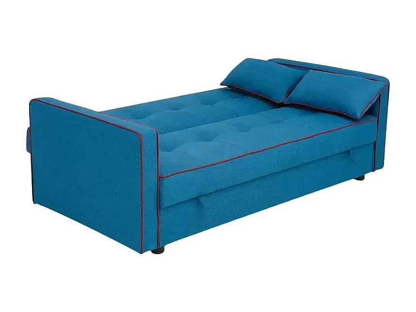 Sofá cama clásico 2 plazas en tejido con contenedor Zalto - Azul Marino