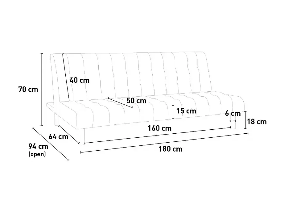 Canapé 2 places convertible clic-clac inclinable en similicuir Mango