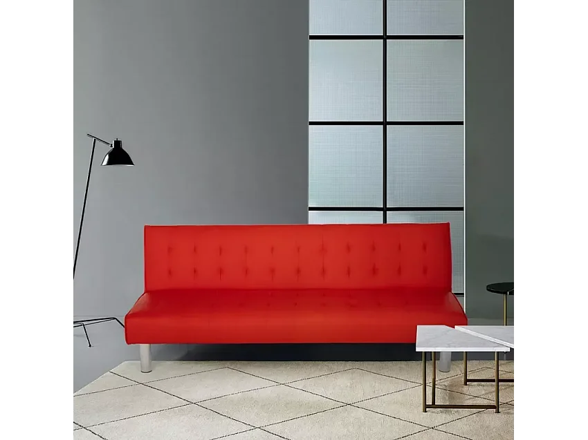 Elly modernes design leder kunstleder 2 sitzer clic clac sofa bett - Rot