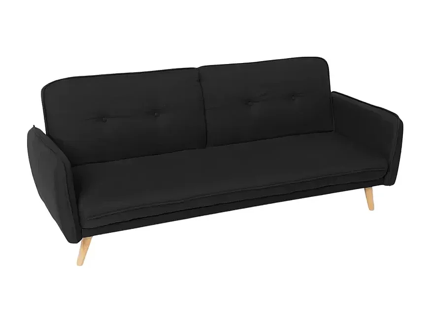 Merida Schlafsofa im Nordischen Design Schlafcouch Clic Clac 3-Sitzer aus Stoff - Schwarz
